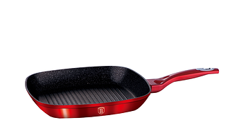 Сковорода гриль 28см червоний металік мармурове покриття
