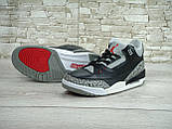 Чоловічі баскетбольні кросівки Nike Air Jordan 3 Retro Black/Grey, фото 5