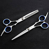Перукарські ножиці для стрижки волосся. Перукарський набір ножиць 6 дюймів прямі й філіровочні ножиці, фото 6