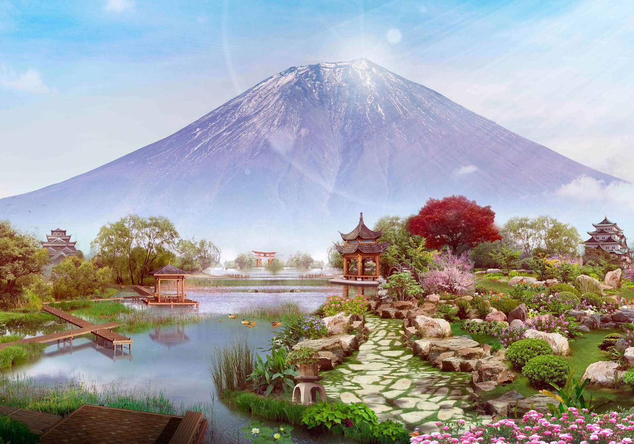 

Фотообои виниловые на флизелиновой основе Японский пейзаж "Гора Фудзи"