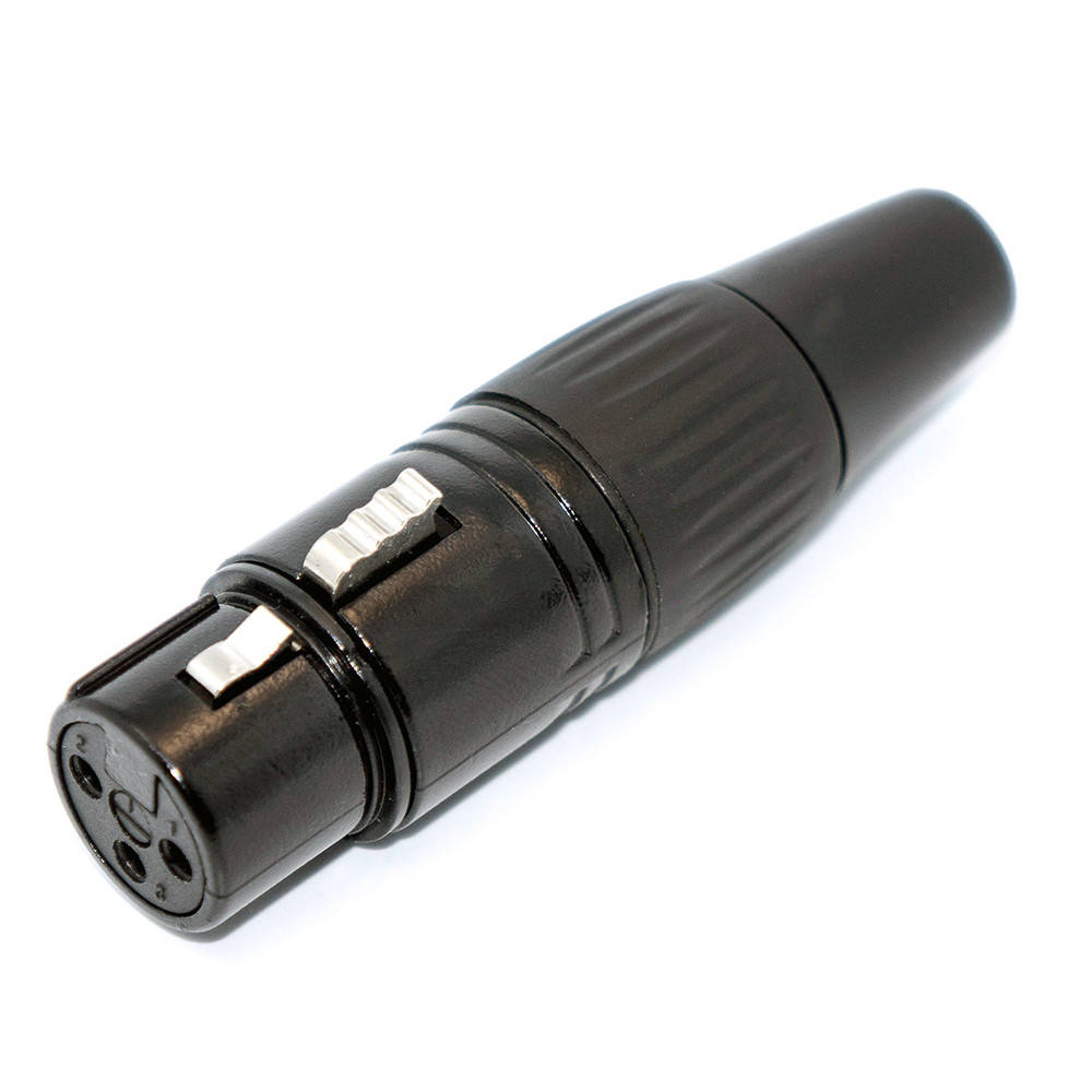 

Разъём аудио XLR, гнездо CANON 3pin Gold, тип4, HQ, корпус металлический, черный