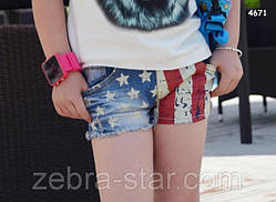Джинсові шорти "Американський прапор" для дівчинки. 130 см