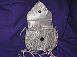 Клатч срібний, ажурний/Сумочка срібна, мереживна з вишивкою.Срібло. Ручна робота., фото 7