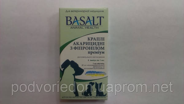 Краплі акарицидні з фіпронілом Преміум 1 мл, для котів і собак (від бліх, кліщів, вошей)