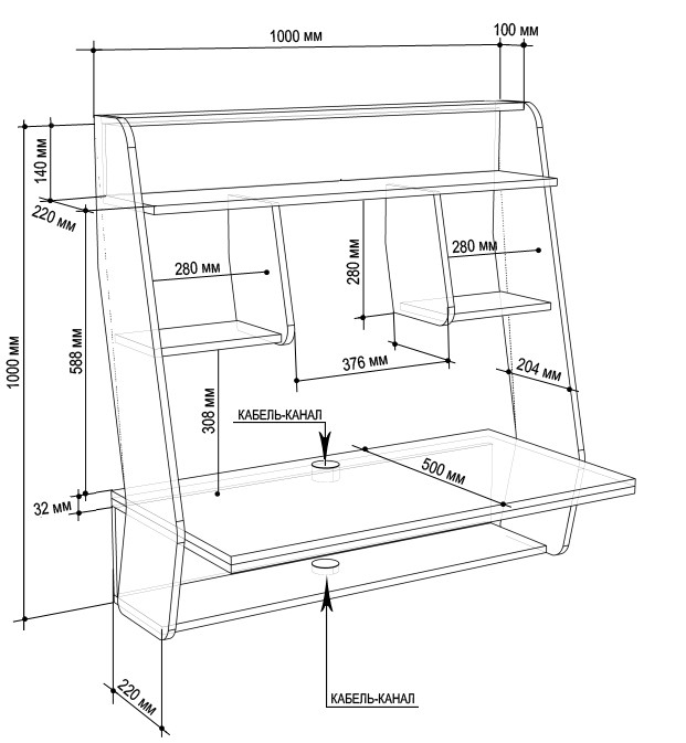 Навесной компьютерный стол AirTable-III SW ЛДСП Сонома/Белый (Comfy-Home ТМ) - фото 3 - id-p589553874