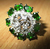 Срібне кільце з хромдіопсидом "Сонях" розмір 17,2