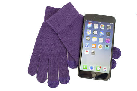 Трикотажні рукавички Корона в'язані Сенсорные7076-5 фіолетовий, фото 2