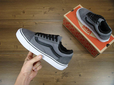 Кеди Vans Old Skool Winter Edition Grey ,зимові вансы з хутром. ТОП Репліка ААА класу., фото 2