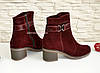 Напівчеревики жіночі замшеві бордові на невисокому каблуці, фото 3