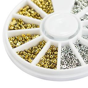 3D перли для дизайну нігтів (золото + срібло), фото 3