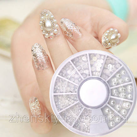 Перли для дизайну нігтів (білий), фото 2