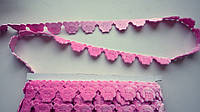 Тесьма декоративная из элементов, голова мишки, розовая, 17х25 мм