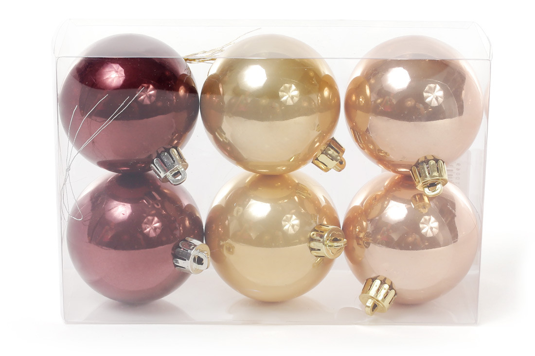 Набір ялинкових кульок 6см капучино (6 шт), фото 1