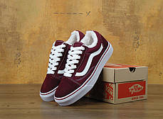 Кеды Vans Old Skool Winter Edition Bordo, зимние вансы с мехом. ТОП Реплика ААА класса., фото 3