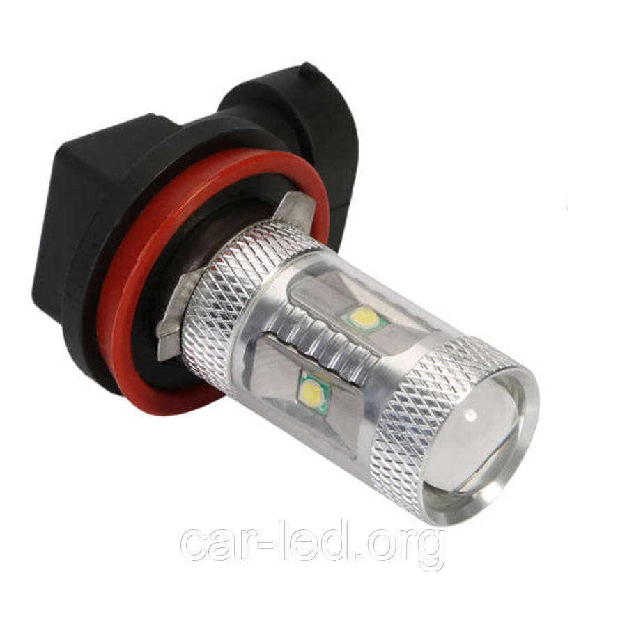 Светодиодная автолампа H8, 30W (700-750 Lm), COOL WHITE (6 LED 5W CREE) + Линза