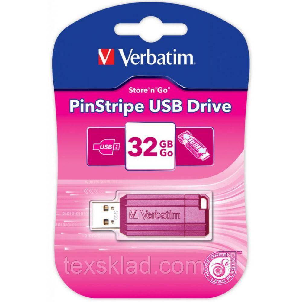 Накопичувач USB 32Gb Verbatim Store 'n' Go PinStripe Hot Pink