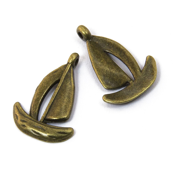 Кулон Кораблик, Метал, Колір Бронзовий, 19х13х2мм, Отвір 1мм, 20 шт, фото 1