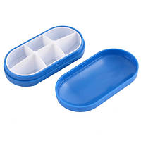 Контейнер для таблеток на 6 відділень синій