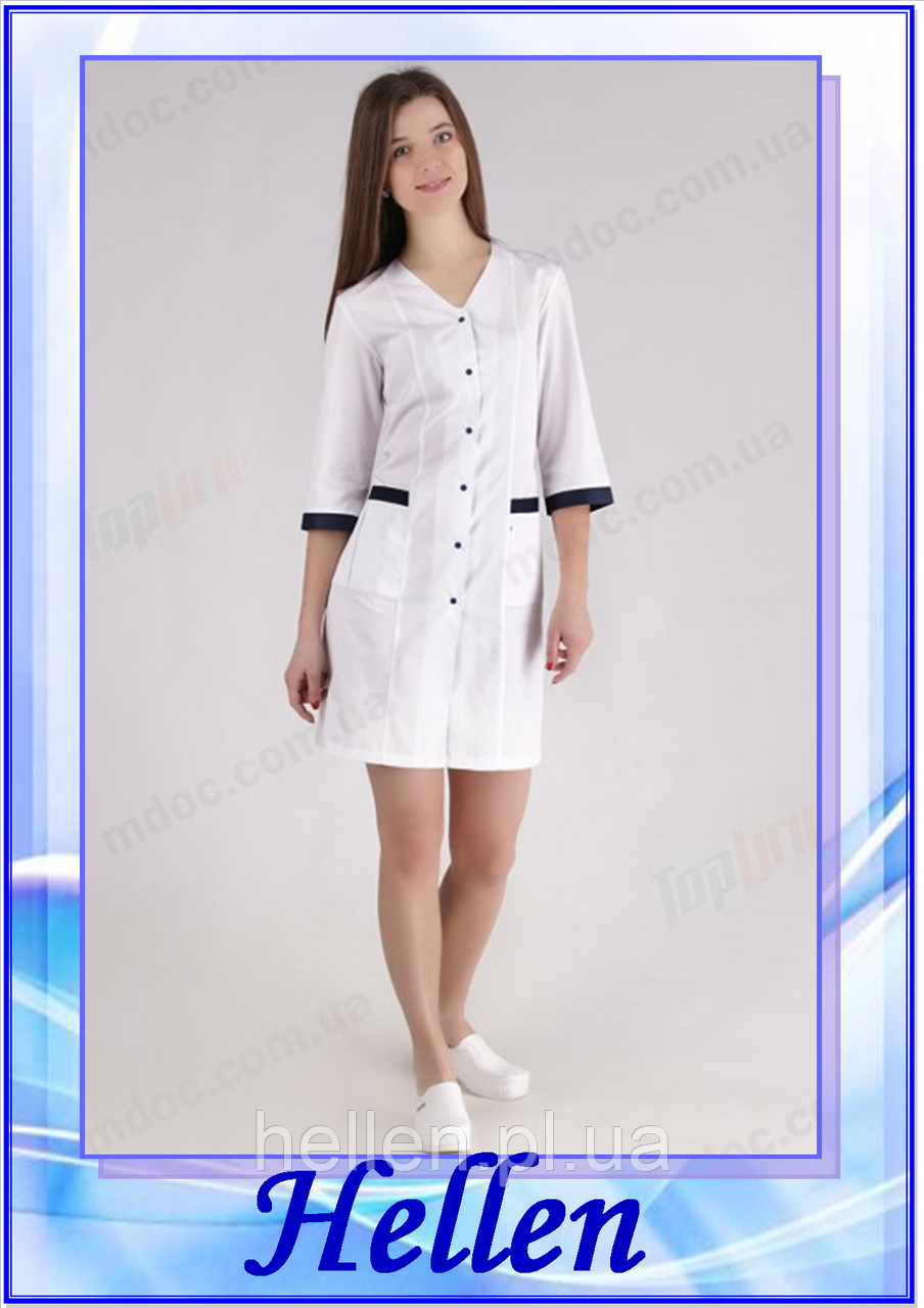 Халат медичний Сингапур (білий/синій)