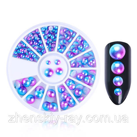 3D перли "Ефект русалки" для дизайну нігтів (блакитний), фото 1