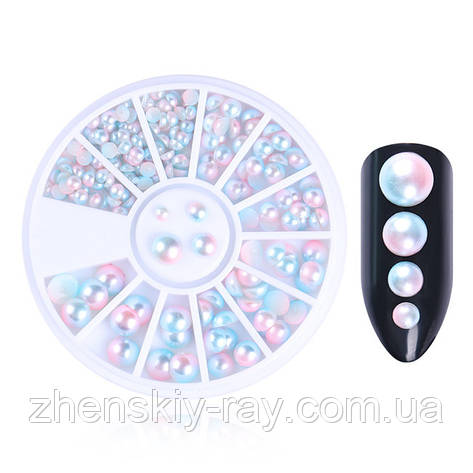 3D перли "Ефект русалки" для дизайну нігтів (рожевий), фото 1