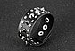 Широкий шкіряний браслет чорного кольору з металевими деталями, фото 3
