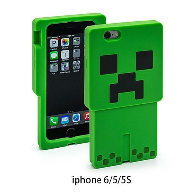 Силіконовий 3D бампер Minecraft Creper на IPhone 6, фото 1