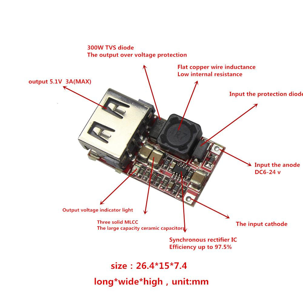 Понижуючий модуль живлення DC-DC з фіксованим виходом USB 5V