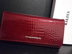 Гаманець жіночий шкіряний червоний лаковий на дві блискавки Balisa 9 з монетницею на блискавці зовні 18 см * 9 см