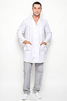 Халат медицинский мужской 03 44-164 рубашечный белый-белый