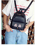Рюкзак жіночий міні з блискітками Кіт (чорний), фото 5