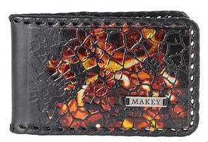 Візитниця кишенькова "Фенікс" в оригінальному дизайні з натуральної шкіри ручна робота