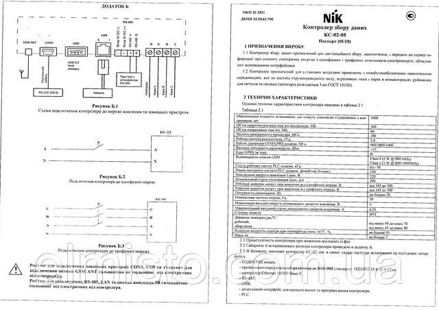 Паспорт контроллера сбора информации КС-02-08 (NIK)
