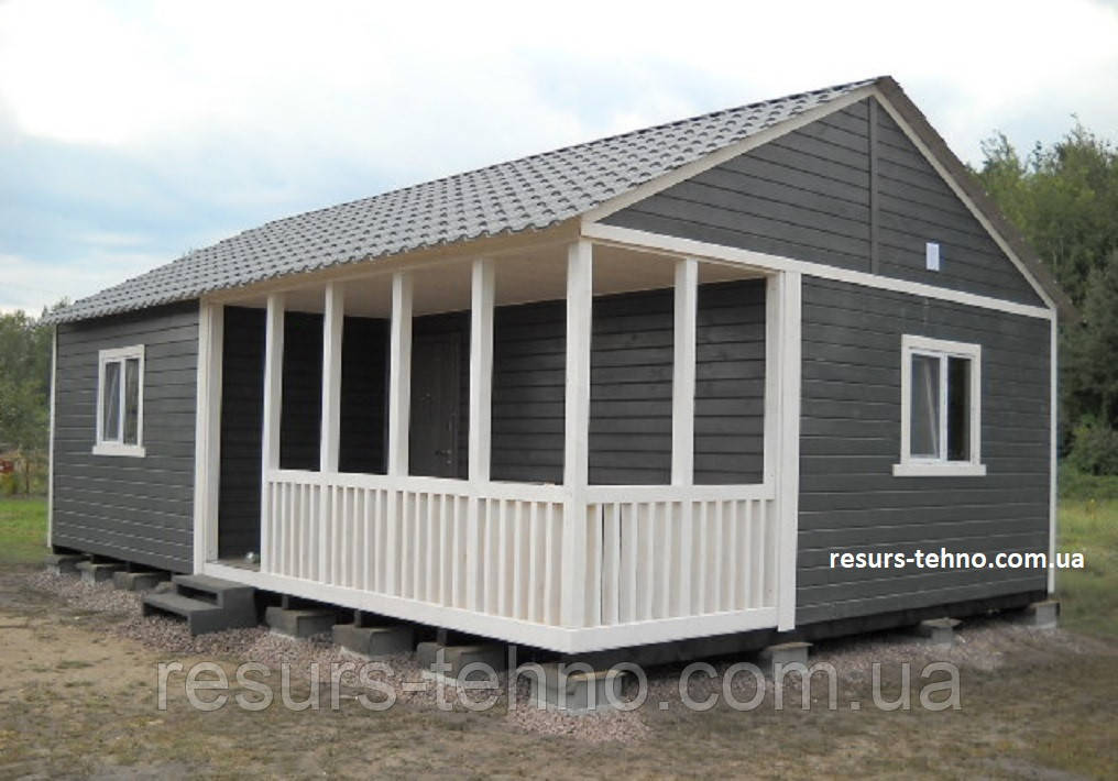 Каркасний  будинок 9 м х 6 м.Фальшбрус із терассою