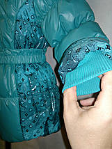 Пальто зимове колір бірюза на дівчинку  6, 7, 8, 9,10 років, фото 3