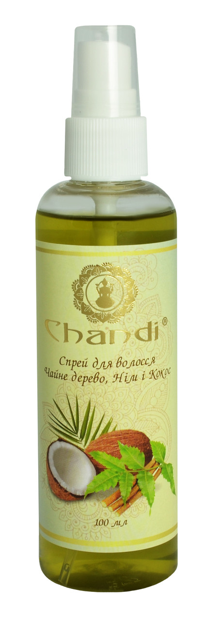 Індійський спрей для волосся "Чайне дерево, Нім і Кокос" Chandi, 100мл