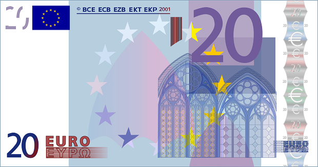 Деньги сувенирные "20 євро". В упак: 80 шт. - фото 1 - id-p53996113