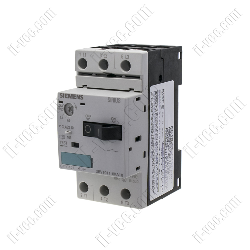 Автоматичний вимикач захисту двигуна Siemens 3RV1011-0KA10, 0.9-1.25A