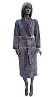 Довгий халат жіночий велюровий Nusa (фрез) №0307