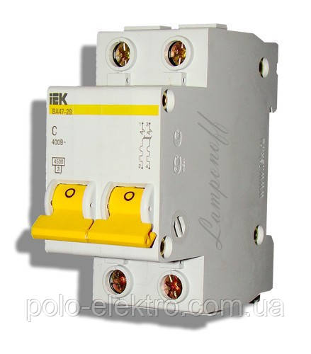 Автоматичний вимикач ВА47-29М 2P 32A 4.5 кА характеристика C ІЕК