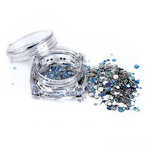 Набір конфеті для дизайну нігтів "Риб'яча луска", 12 шт. срібло, фото 2