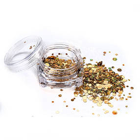 Набір конфеті для дизайну нігтів "Риб'яча луска", 12 шт. золото, фото 3