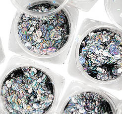 Набір конфеті для дизайну нігтів "Риб'яча луска", 12 шт. срібло, фото 4