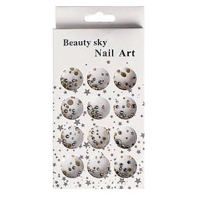 Набір стразиків різних розмірів для нігтів у контейнері, фото 2