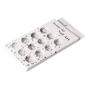 Набір стразиків різних розмірів для нігтів у контейнері, фото 3