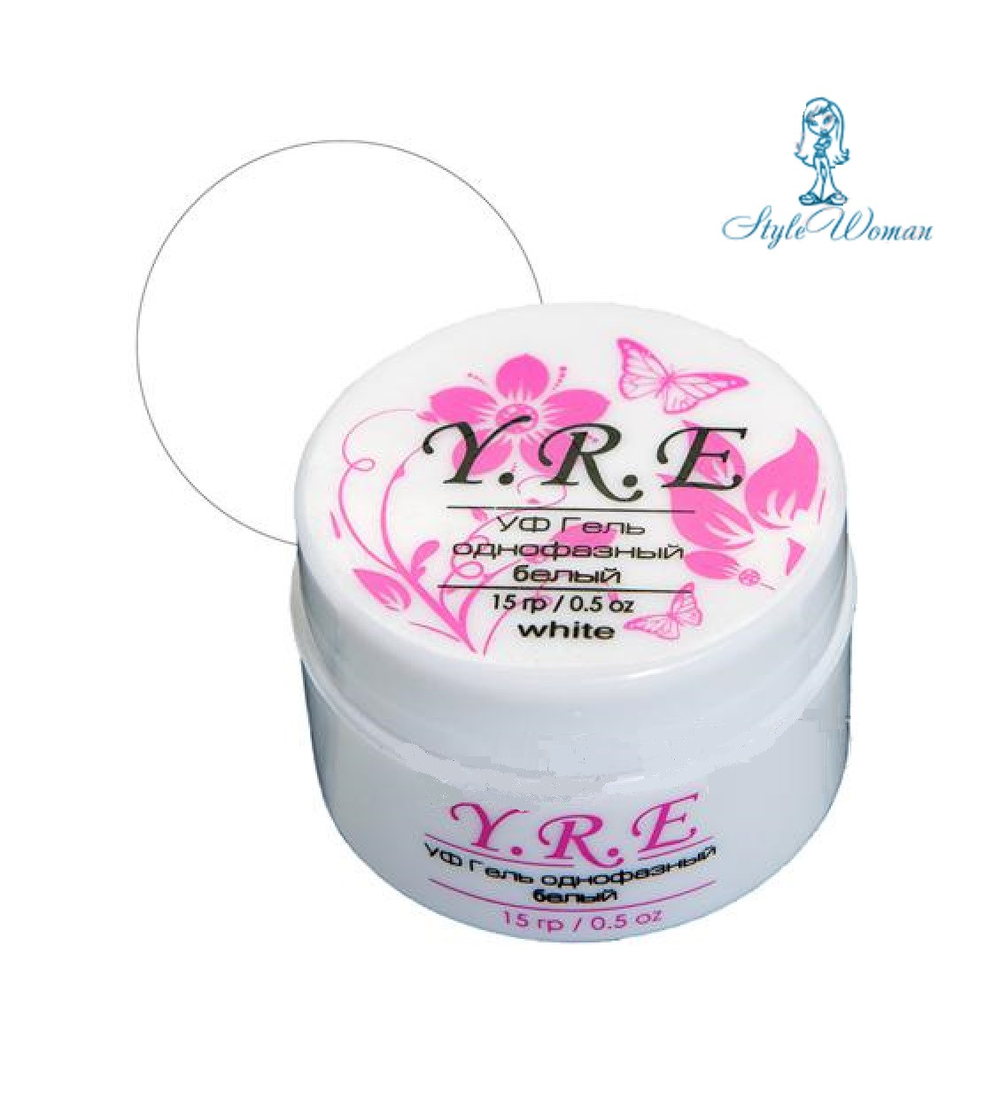Гель Уф для нарощування нігтів однофазний 15 мл білий YRE