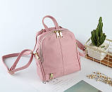 Рюкзак жіночий міні з горизонтальним кишенею (рожевий), фото 2