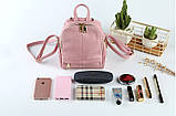 Рюкзак жіночий міні з горизонтальним кишенею (рожевий), фото 7