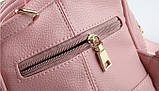 Рюкзак жіночий міні з горизонтальним кишенею (рожевий), фото 8