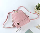 Рюкзак жіночий міні з горизонтальним кишенею (рожевий), фото 4